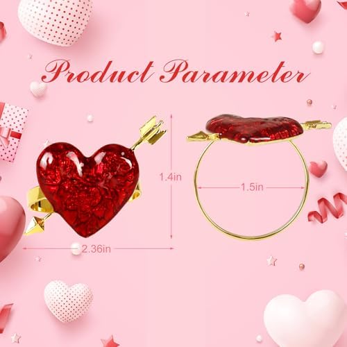 Red Heart Napkin Rings Serviette Holder Set of 8, Metal Love Napkin Ring with Gold Buckles for Valentine's Day, Wedding, Birthday Party, Thanksgiving Day, Christmas Day,Dining Table Decoration - Image 6