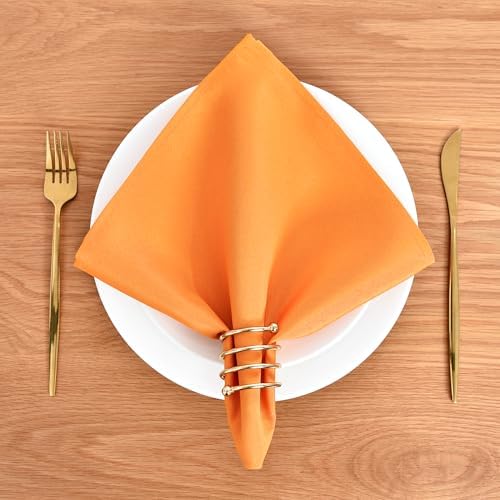 Wolkemer Set of 4 Orange Cloth Napkins 17x17 Inches Washable Dinner Napkins - Image 2