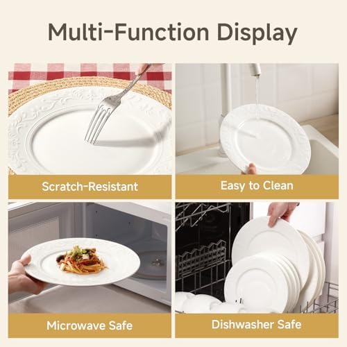 KINGSTONE 18Pcs Vintage Relief White Bone China Set, Service for 6 - Image 6