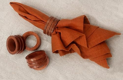 COTTON CRAFT Solid Wood Fluted Ribbed Napkin Rings - Set of 12 Napkin Rings - Image 4