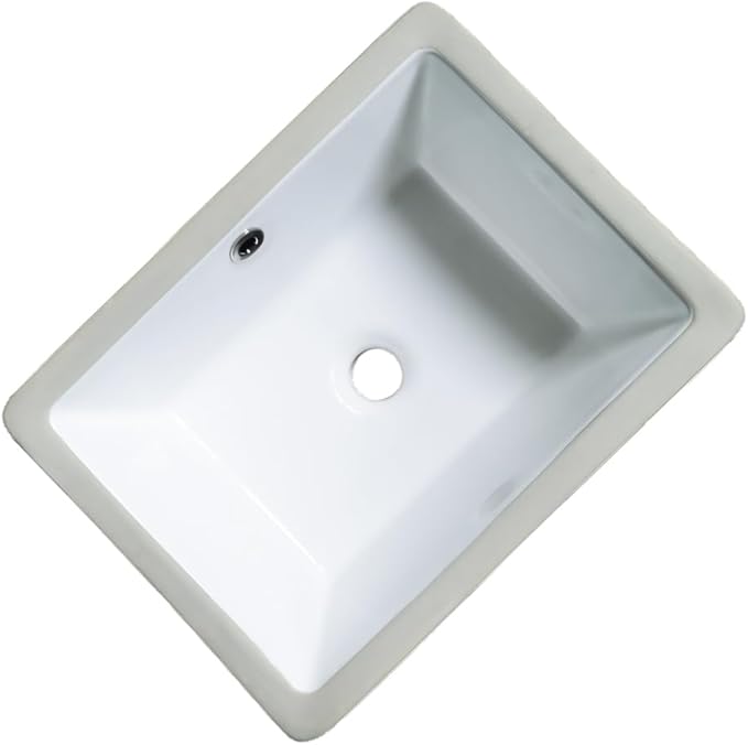16 Inch Bathroom Vanity SinSmall Undermount Bathroom Sinks Rectangular White Porcelain Vessel Sink Cabinet 15.75" x 11.82" Ceramic Wash Basin Sink With Overflow Tiny Lavamanos Para Baños KINGWONG