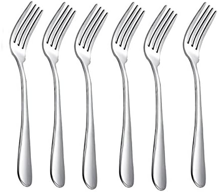 HornTide 6-Piece Dinner Forks Set 4 Tines Table Fork Flatware Stainless Steel Mirror Polishing 7-Inch 18cm, Ideal for Home, Kitchen and Restaurant by HornTide