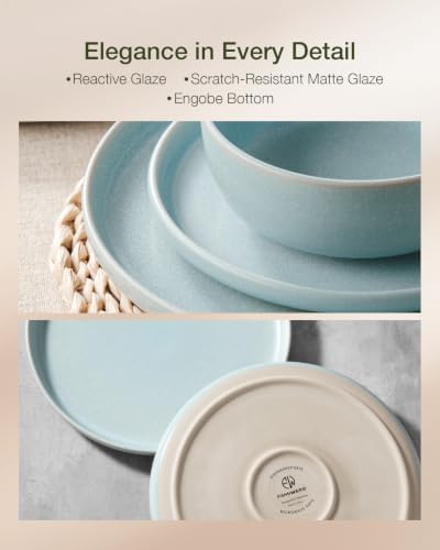 Famiware Milkyway 18-Piece Stoneware Dinnerware Set, Light Blue - Image 5