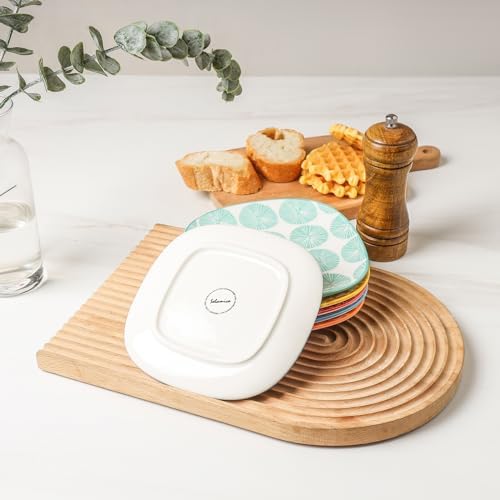 Selamica Porcelain Small Plates - 6 Inch Dessert, Appetizer & Salad Plates - Microwave & Dishwasher Safe - Set of 6 - Assorted Color - Image 7