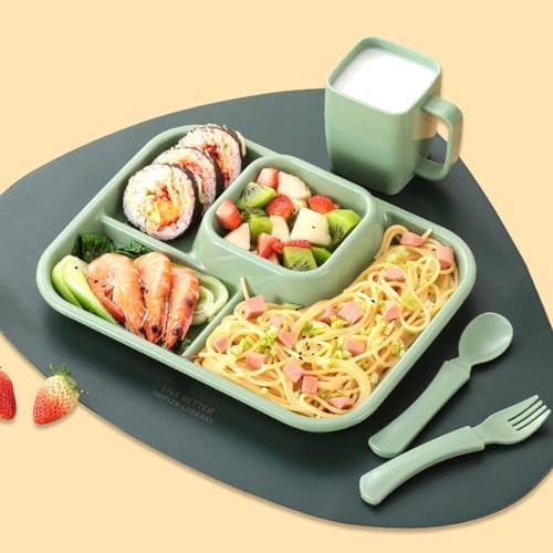 Unbreakable Rectangular Divided Plates for Adults 4 Sections Portion Control Plates Set of 2 Plastic Dinner Plate for Camping Outdoor or Every Day Use - Image 2