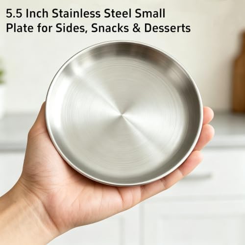 Small Stainless Steel Plates,5 Pcs 5.5 Inchs Metal Plate - Image 3