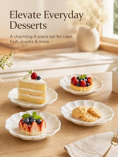White Small Dessert Plates Set of 4,Ceramic Dinner Plates 6 Inch for Appetizer, Fruits, Cake, Salad,Microwave Safe,Christmas Gift - Image 4