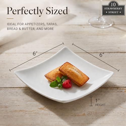 10 Strawberry Street 6" Catering Square Coupe Appetizer Plate, Set of 12,White - Image 4