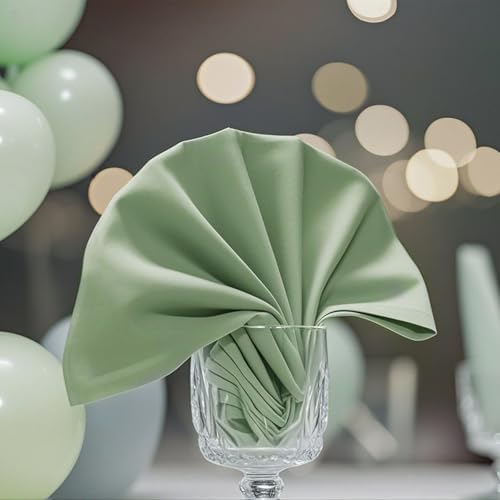 FOLINS&HOME Sage Green Decorative Cloth Napkins Set of 8, 17x17 Inch - Image 2