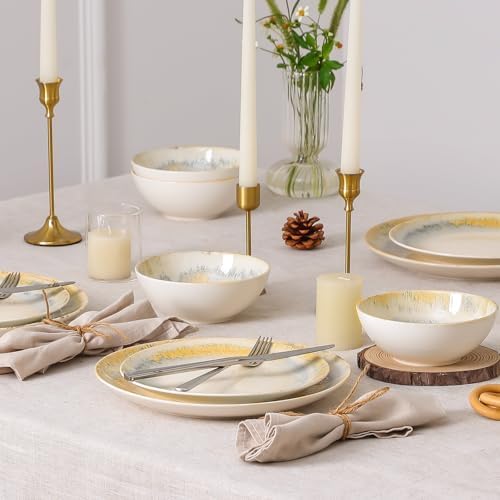 DOMICREVERY Ceramic Dinnerware Sets for 4, 12 pcs Plates and Bowls Sets - Image 5