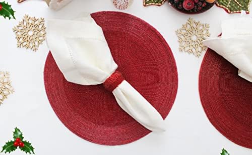 COTTON CRAFT Glitz Handmade Beaded Napkin Rings - Set of 12 - Red - Image 6