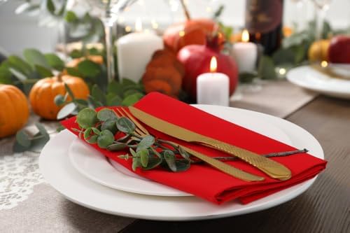 KOFFTA Orange Cloth Napkins Set of 8,18 x 18 inch,Made of 100% Microfiber, Fall Decorations for Table,Thanksgiving Cloth Napkins for Dinner,Washable Soft Comfortable and Reusable (Orange) - Image 2