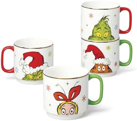 Lenox Merry Grinchmas Porcelain Stackable Christmas Mug Set for 4 - Image 2
