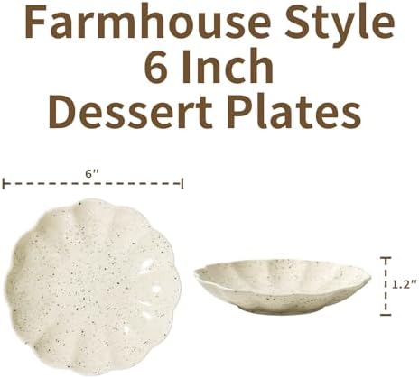 Small Dessert Plates Set of 4,Ceramic Dinner Plates 6 Inch for Appetizer, Fruits, Cake,Microwave Safe,Christmas Gift,Beige - Image 2