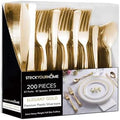 Gold Plastic Silverware Set (200-Pack) – Disposable Heavy Duty Cutlery, 67 Forks, 67 Knives, 67 Spoons for Parties, Weddings, Dinners & Holidays, Stock Your Home by StockYourHome