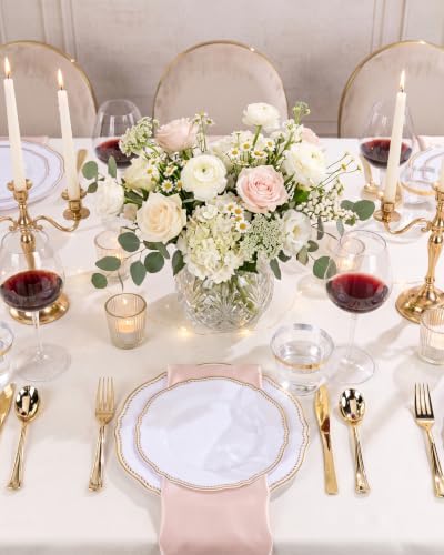 Hioasis 175 Pcs White and Gold Plastic Plates Wedding & Party - Image 5