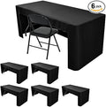 Nasitos 6 Pack Black Fitted Table Covers for 4 Foot Tables-Open Back Folding Table Cloth Washable Tablecloths for Trade Show, Craft Show, Grad Party, Vendor Booth