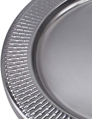 Brightalk 13-Inch Stainless Steel Beaded Charger Plates, Silver Dinner Plate Chargers Set of 6, Round Server Ware - Image 2