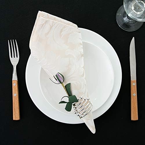 EHouseHome Damask Jacquard Cloth Napkins Waterproof Spillproof Polyester Fabric Napkins Beige, Set of 12, 17 x 17 Inch (Pack of 2) - Image 3