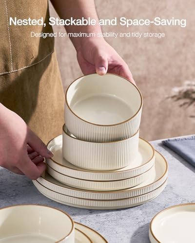 Famiware Dinnerware Set with Mugs, Creamic Plates and Bowls, Dishes for 6 - Image 6