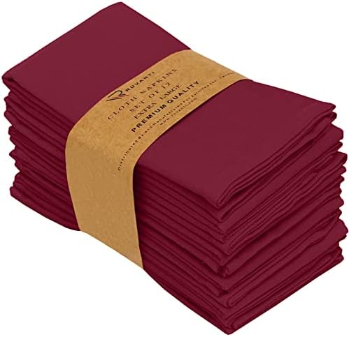 Ruvanti Cloth Napkins Set of 1, Cotton Enrich 18”x18” - Burgundy by Ruvanti