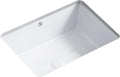 18 Inch White Rectangle Vessel Sink for Bathrooms 18.3" x 13.78" Small Undermount Bathroom Sink Ceramic Porcelain Under Counter Basin Sink with Overflow 465mm x 350mm Lavamanos Para Baños KINGWONG
