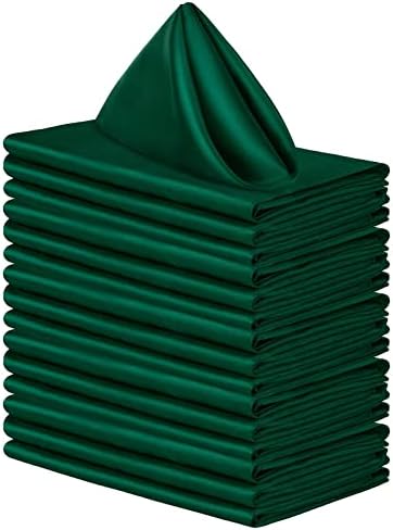 Aneco 16 Pack Square Satin Napkin Bright Silk Table Napkin Soft Smooth Fabric Table Napkin for Wedding Banquet Party Decoration, Forest Green, 17 x 17 Inch by Aneco
