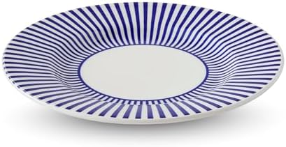 Spode Steccato Collection - 8.75" Salad Plate, Stripe Cobalt Blue | Made of Fine Earthenware | Microwave and Dishwasher Safe | Made in England | Large Serving Plate for Salad, Pasta, or Appetizers by Spode