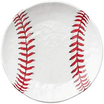 UP Baseball Melamine Round Dessert Plates, Small Serving Plates, for Appetizer, Snacks, and Side Dishes, White, 6 Inch, Set of 4 - Image 2
