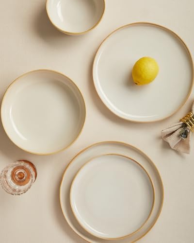 Pokini Stoneware Dinnerware Sets for 4, 12Pcs Ceramic Plates and Bowls Sets - Image 6