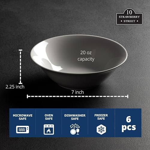 10 Strawberry Street Simply White 7" Round Cereal Bowl, Set of 6 - Image 6