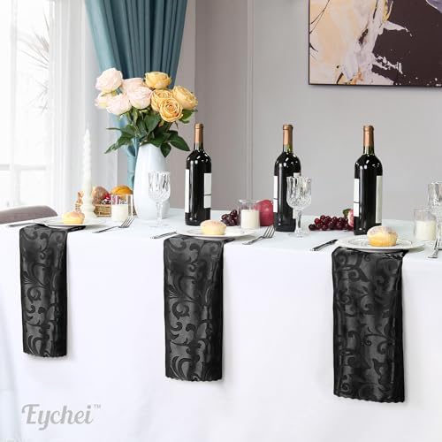24 Pack Black Damask Satin Napkins 17 x 17 Inch - Image 5
