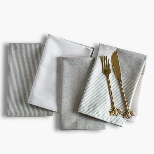 Taupe Cotton Cloth Napkins Set of 4, 18x18 Inch by Palisa