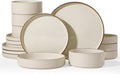 Famiware Star Stoneware Dinnerware Sets with Pasta Bowls, 16pc Dishes for 4 by Famiware