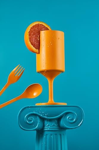 KNORK Eco 4 Piece Party Cup, Outdoor Wine Stem, Orange - Image 5