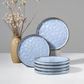 HaWare Stoneware Plates Set of 6, 7.9" Salad Plates, Reactive Glaze Ripple Ceramic Dish Set for Appetizer, Dessert, Scratch Resistant, Small Dinner Plate, Microwave and Dishwasher Safe, Reactive Blue by HaWare
