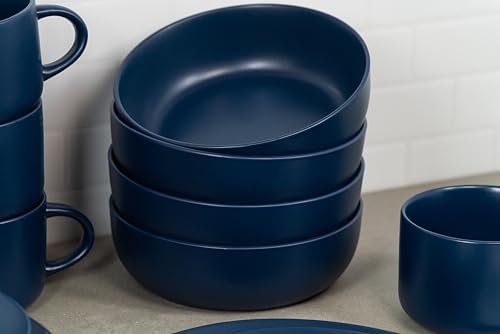 10 Strawberry Street Wazee Matte Coupe Dinnerware, Bowl, Dark Blue, Set of 6 - Image 5