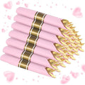 Supernal 30 Pack Gold Plastic Silverware Set with Pre Rolled Pink Napkin by supernal