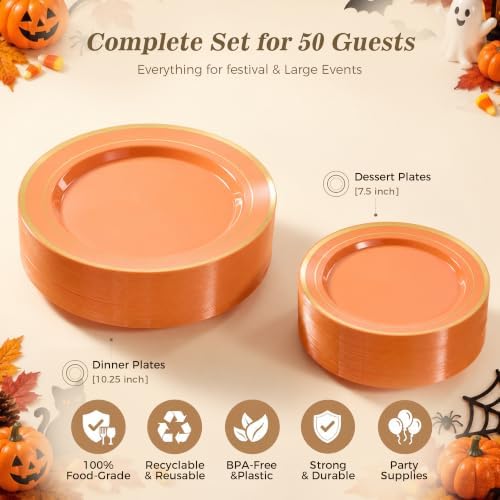 BESTVIP 100PCS Orange with Gold Plastic Plate - Image 6