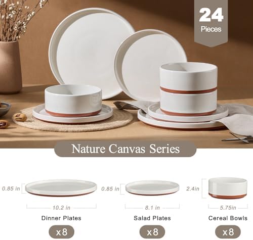 LIANYU 24 Pieces Porcelain Dinnerware Sets, Premium Plates and Bowls Set - Image 2