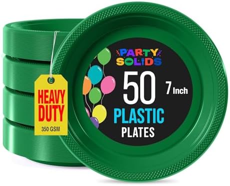 Exquisite Party Solids Sturdy Green Plastic Plates 7" Cake Plates 50 Pcs by Exquisite