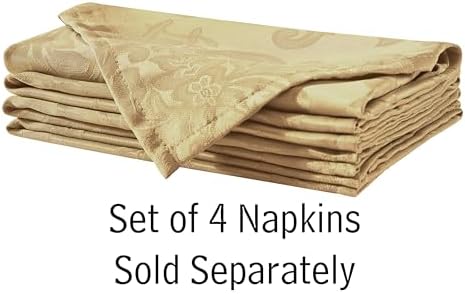 Newbridge Barcelona Damask Fabric Napkins, Set of 4, Gold – No Iron, Soil Resistant Cloth Napkins for Dining, Parties and Holidays - Image 2