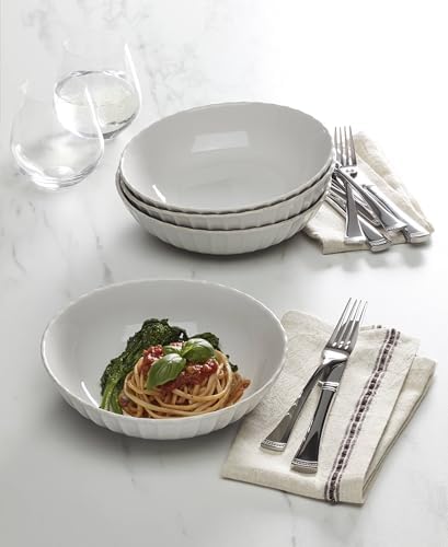Lenox French Perle Scallop White Stoneware Pasta Bowl Set for 4, 36oz - Image 3