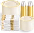WELLIFE 350PCS Ivory Plastic Plates for 50 Guests -Thanksgiving Plates,Thanksgiving Decorations,Disposable Plate for Party and Wedding by WELLIFE