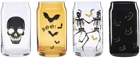 Oneida Vintro Halloween Can Cooler Glasses, 16oz, Set of 4 by Oneida