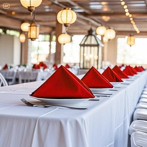 FOLINS&HOME Red Cloth Napkins Set of 4, Decorative 20x20 Inch Napkins - Image 6