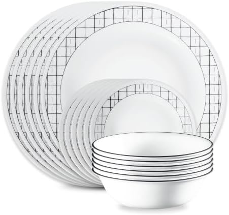 Corelle Delicate Grid 18-Piece Dinnerware Set, Service for 6 by Corelle