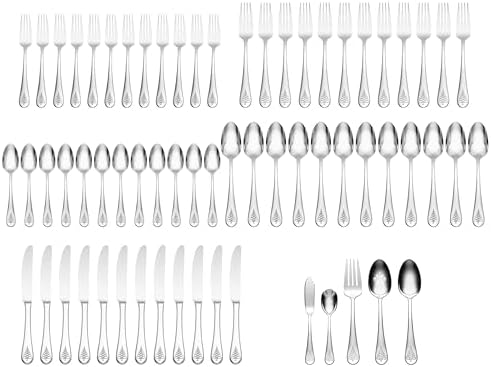 Lenox Noella Christmas 65-Piece 18/10 Silverware Set for 12, Flatware - Image 3