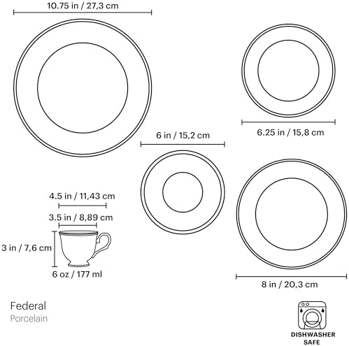 Lenox Federal Gold Bone China 5-Piece Dinnerware Set for 1 - Image 3