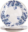 Agyiuns Porcelain Floral Plates, 8in Set of 4 Round Small Appetizer Dessert Plates for dessert，bread (Blue flowers) by Agyiuns